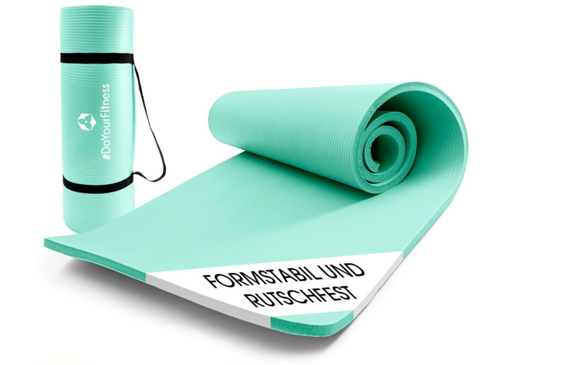 Laden Sie das Bild in Galerie -Viewer, DoYourFitness Yogamatte rutschfest. Für Anfänger und Fortgeschrittene. Dicke von 0,8 cm bis 2 cm. Gelenkschonende Gymnastikmatte. 183 cm x 61 cm oder XXL 190 cm x 100 cm (Indoor/Outdoor geeignet)