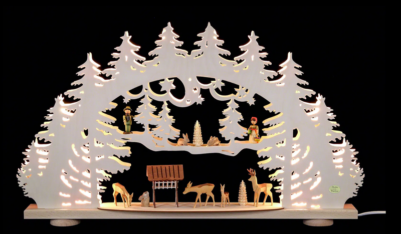 Laden Sie das Bild in Galerie -Viewer, Saico 3D-Schwibbogen Waldlichtung - 66×40×8,5 cm