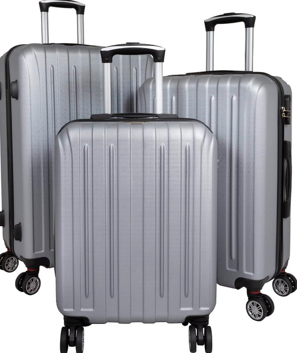 Koffer Reisekoffer Handgepäck silber in 3 Größen