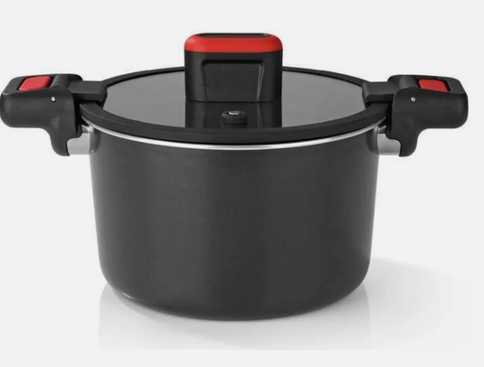 GOURMETmaxx Energiespartopf Aluminium 5,8l - schwarz/rot