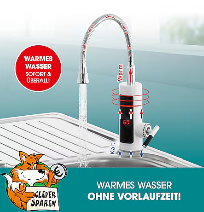 EASYmaxx Warm- & Kaltwasserarmatur 3600W weiß/chrom