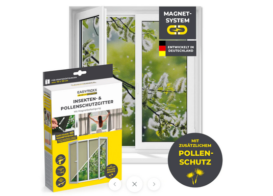 Easymaxx Insekten- & Pollenschutzgitter mit Magnetbefestigung - 110 x 130 cm - Schwarz