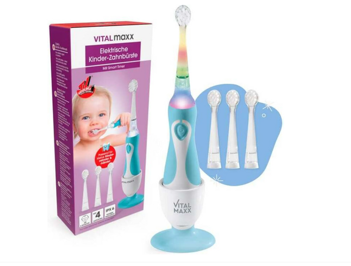 VITALmaxx Elektrische Kinder-Zahnbürste mit Smart Timer - Ab 6 Monate* - Blau/Weiß