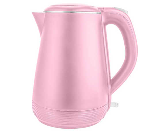 DMS® DW-2 Wasserkocher 1,7 L, 2200 W, BPA-frei, kabellos, automatische Abschaltung, Überhitzungsschutz, Trockengehschutz, 360° drehbarer Sockel, Edelstahl-Heizelement, stylisches Design, Pink