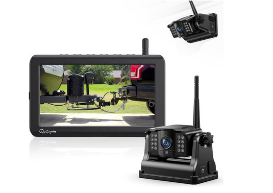eRapta 5 Zoll LCD Kabelloses digitales Rückfahrkamera-Set, mit 1080P-Monitor: 9600 mAh Akku, 2 Minuten DIY-Installation, IP69K wasserdichte Rückfahrkameras für Auto, LKW, Van, SUV, Wohnmobil